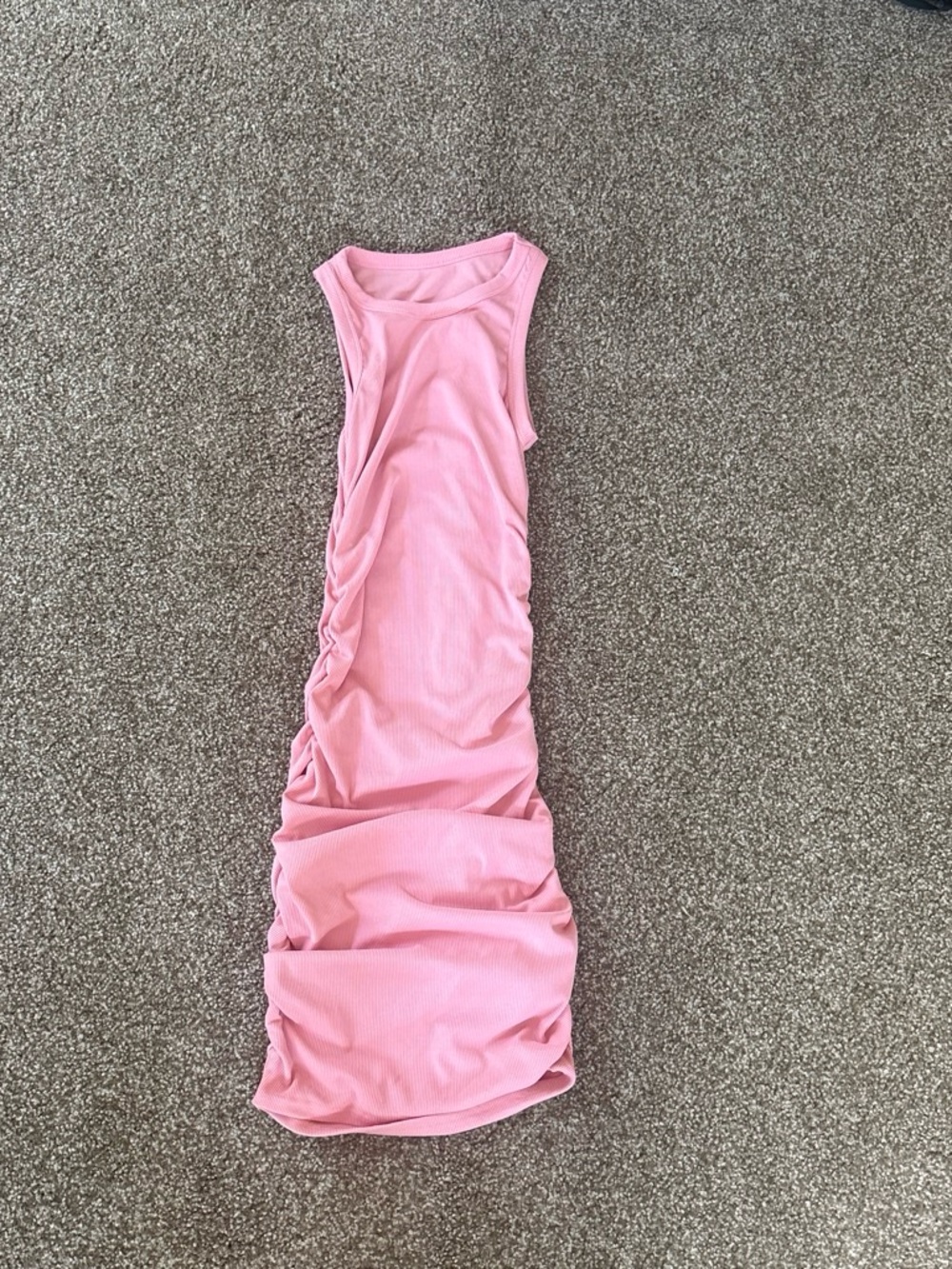 Sleeveless Pink Ruched Bodycon Dress